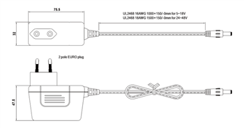 機械図面 - MEAN WELL GEM/GSM60医療アダプタ